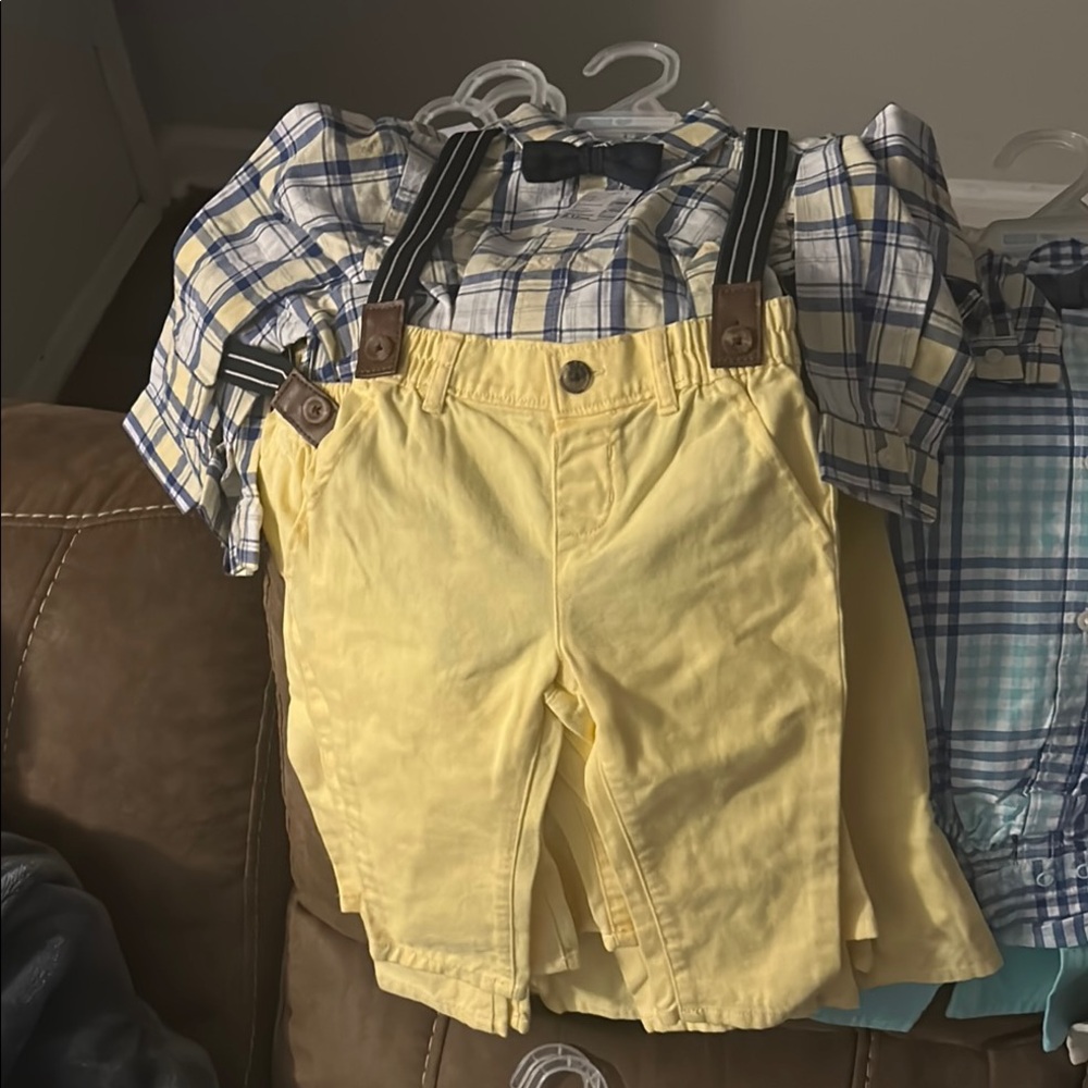 Yellow Kids Shorts with Suspenders
